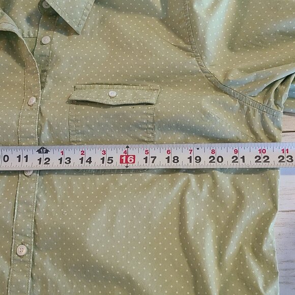 LL Bean Shirt Polka Dots Button Pockets Roll Tab Long Sleeve XL Classic Relaxed - Picture 6 of 7